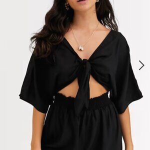 GLAMOROUS - Beach Cut Out Jumpsuit w/ Tie Back - Black